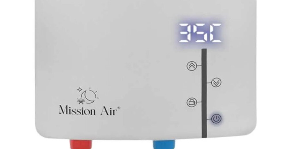 PRZEPŁYWOWY PODGRZEWACZ WODY MISSION AIR HYDRO FAST panel sterowanie cyfrowy wyświetlacz sterowanie opcje ustawienia
