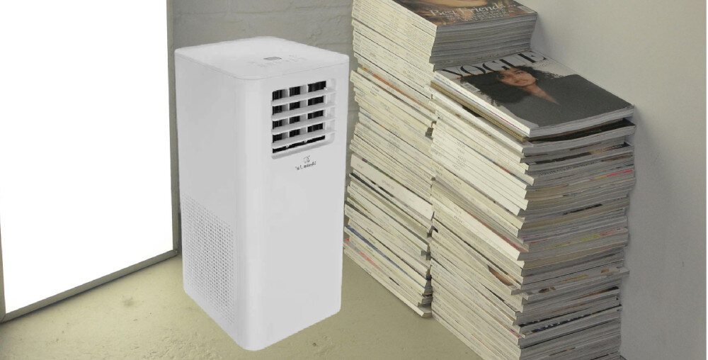 KLIMATYZATOR MISSION AIR Cool wydajność chłodzenie 35 m2 wysokość 76 cm do domu biura 3 tryby pracy Tryb chłodzenia powietrza Tryb ogrzewania powietrza Tryb osuszania powietrza Klimatyzator z funkcją zdalnego sterowania Smart Life Tuya Smart aplikacje swing sleep timer auto DEFROST restart stop Ekologiczny czynnik chłodzniczy R290