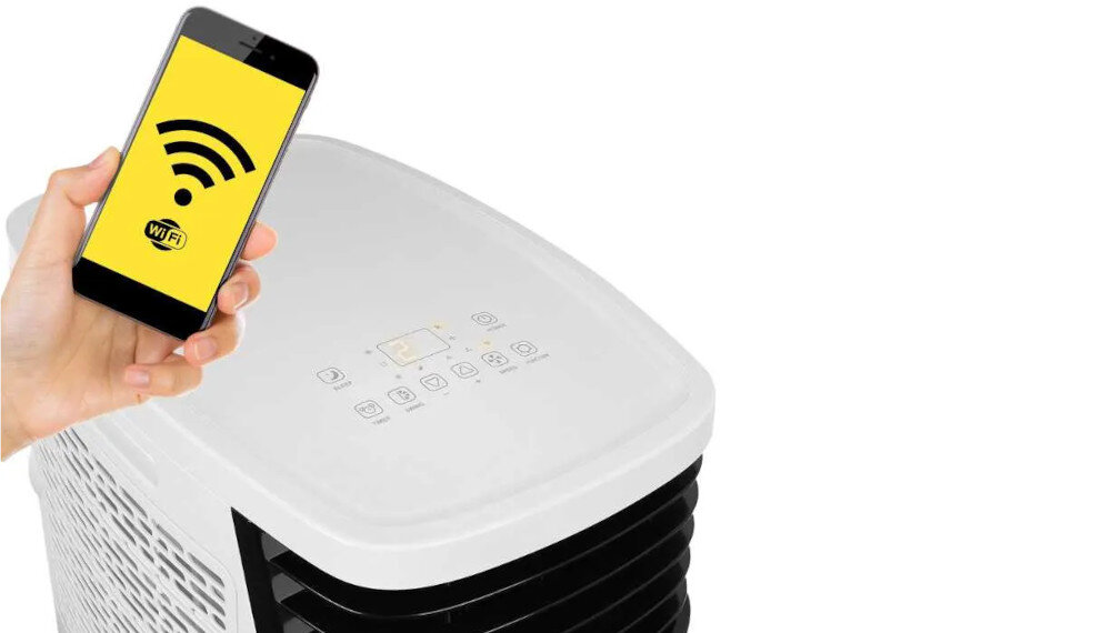 KLIMATYZATOR MISSION AIR BREEZ Zdalne sterowanie funkcja wifi połączenie smartfon steruj z dowolnego miejsca intuicyjny panel sterowania timer temperatura prędkość wentylatora sleep