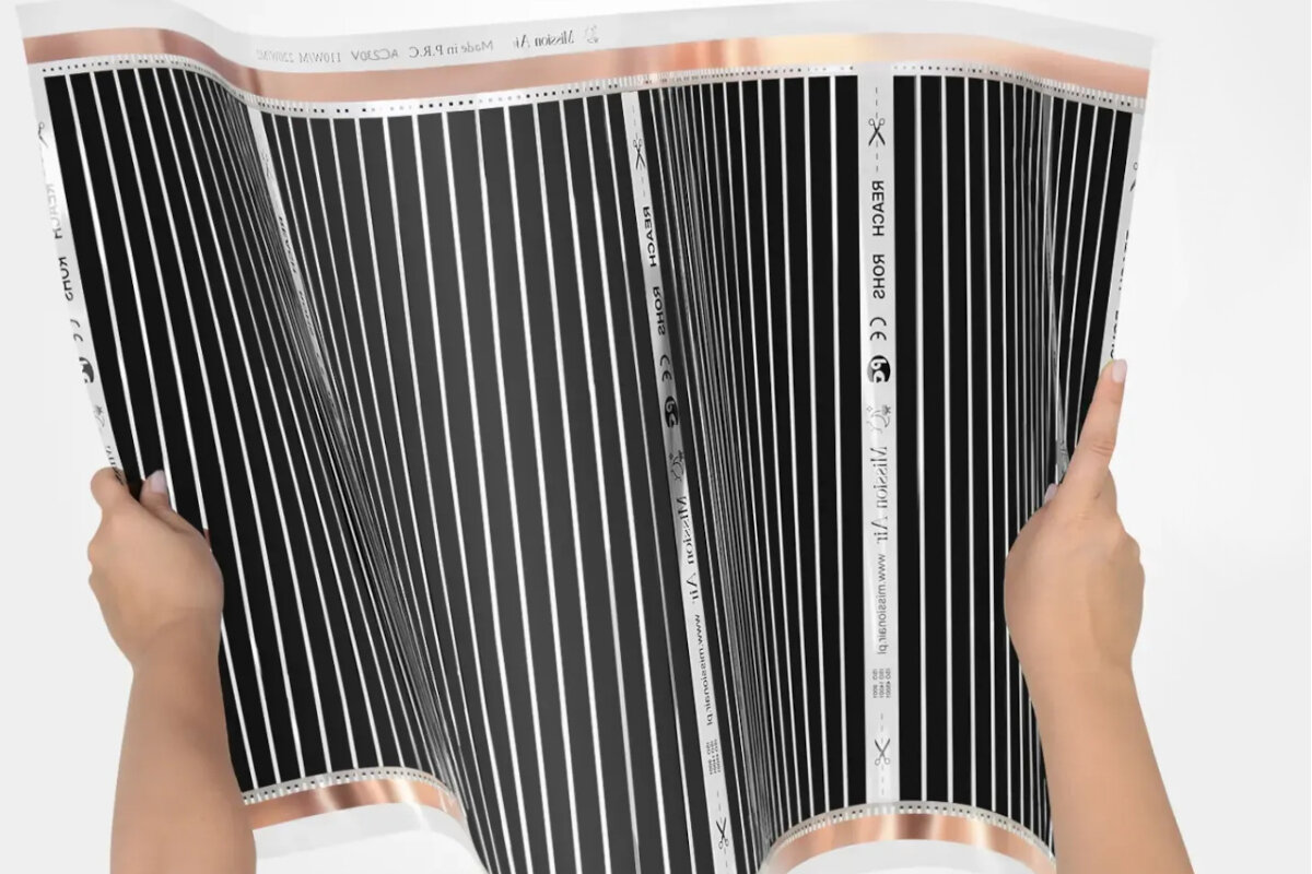 Folia grzewcza na podczerwień MISSION AIR Black Silver PTC 160W-m2 1m² szer. 50cm + regulator Libra Czarny Wi-Fi