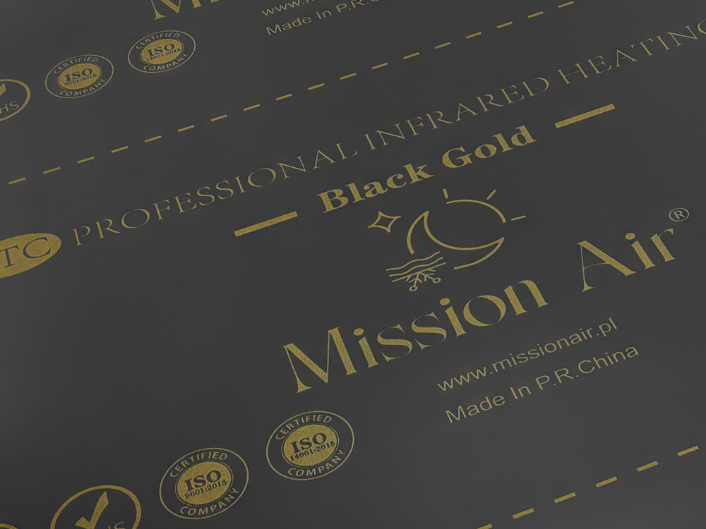 Folia grzewcza na podczerwień MISSION AIR Black Gold PTC 160W-m2 2.5m² szer. 50cm + regulator Gemini Biały Wi-Fi