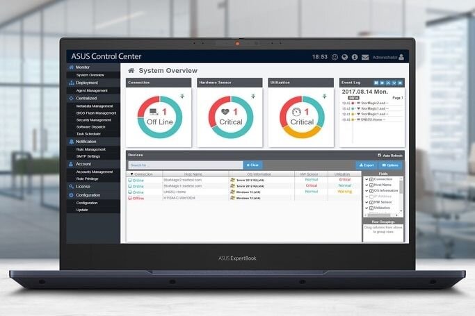 Laptop ASUS ExpertBook B5402CBA - ASUS Control Center 