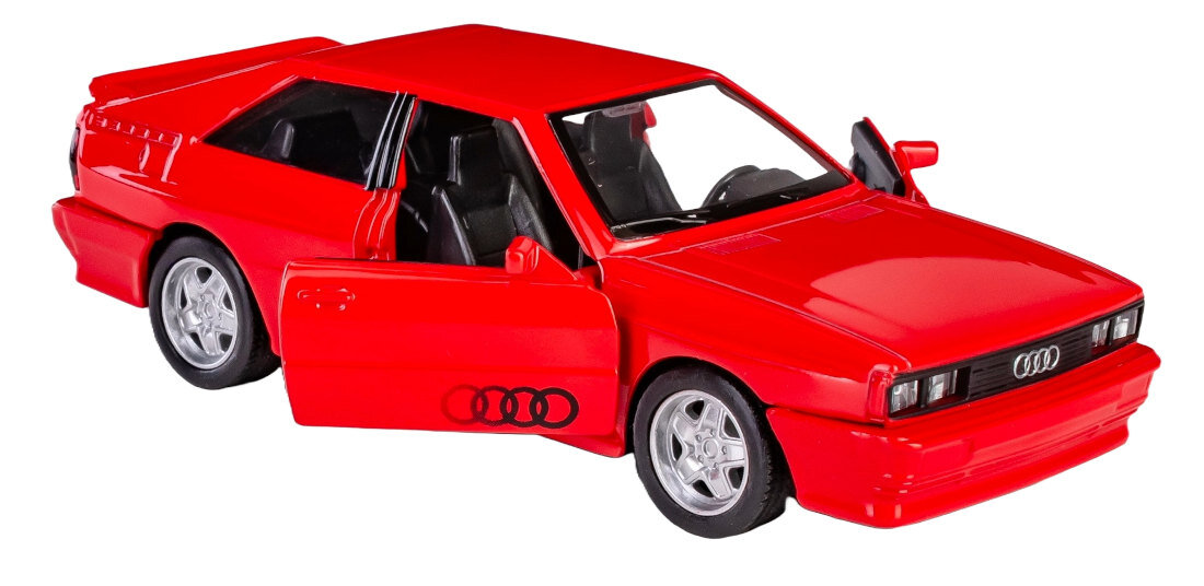 Samochód RMZ City Audi Quattro Coupe (1980-1991) K-998 Funkcjonalność i realizm Otwierane drzwi napęd pull-back dynamika zabawa interaktywna replika