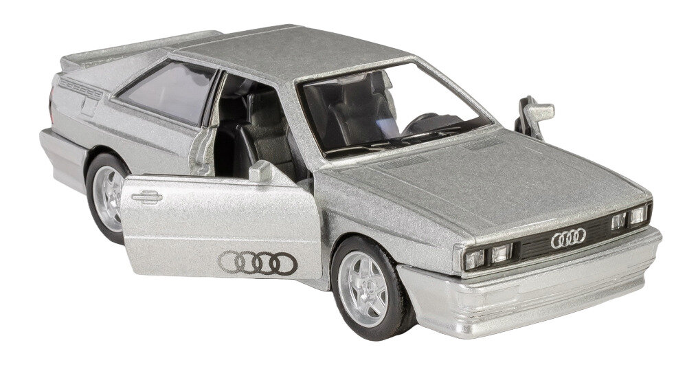 Samochód RMZ City Audi Quattro Coupe (1980-1991) K-999 Funkcjonalność i realizm Otwierane drzwi napęd pull-back dynamika zabawa interaktywna replika