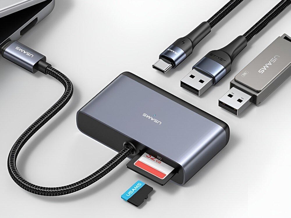 Hub USAMS SJ628HUB01
            hub usbc 3.0 2.0 tf sd akcesoria funkcjonalność