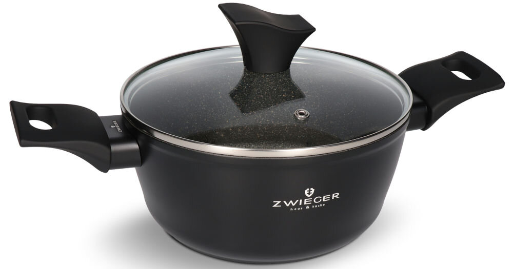 Garnek ZWIEGER Gabro 20 cm pełny dysk indukcyjny poprawa efektywności energetycznej nawet o 40 % współpraca z kuchenkami indukcyjnymi oszczędność energii redukcja kosztów eksploatacji na różnego rodzaju kuchenkach ceramiczne elektryczne gazowe wszechstronny hartowana pokrywa ze szkła otwory do odprowadzania nadmiaru pary wygodne bezpieczne gotowanie możliwość mycia w zmywarce nie zaleca się zachowanie właściwości i trwałości  