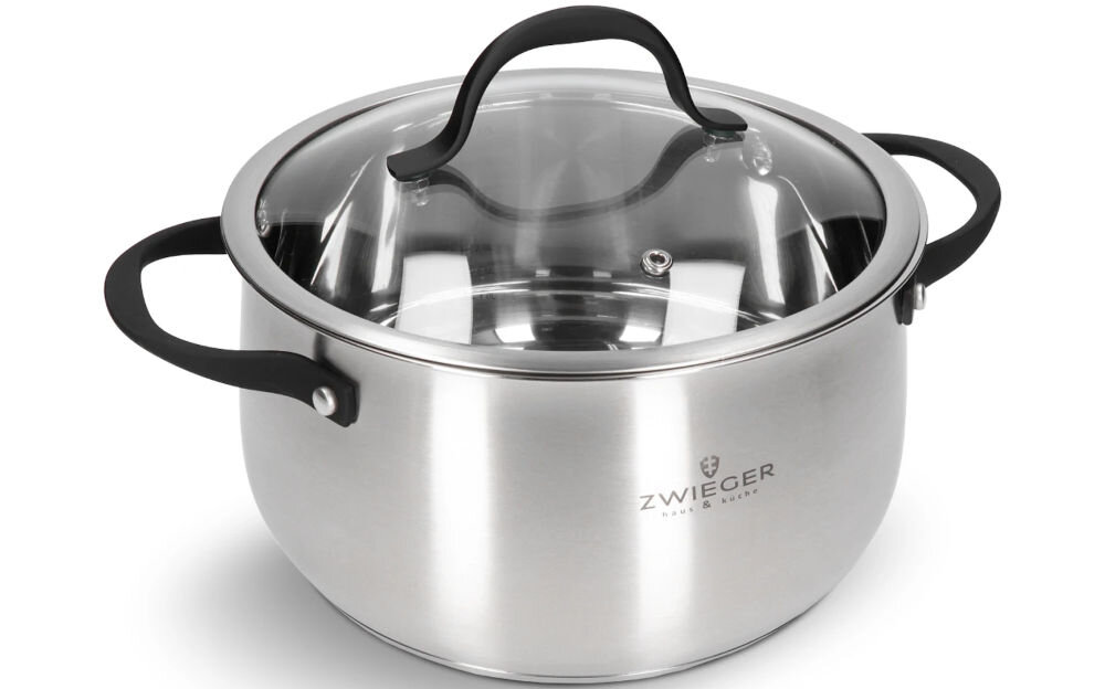 Garnek ZWIEGER Gabro 22 cm średnica 22 cm pojemność 4,9 l do każdej kuchni elegancja funkcjonalność wysoka jakośc stali nierdzewnej AISI 304 odporny na korozję bezpieczny dla zdrowia neutralny w kontakcie z żywnością elegancki design dla pasjonatów gotowania jakość estetyka 