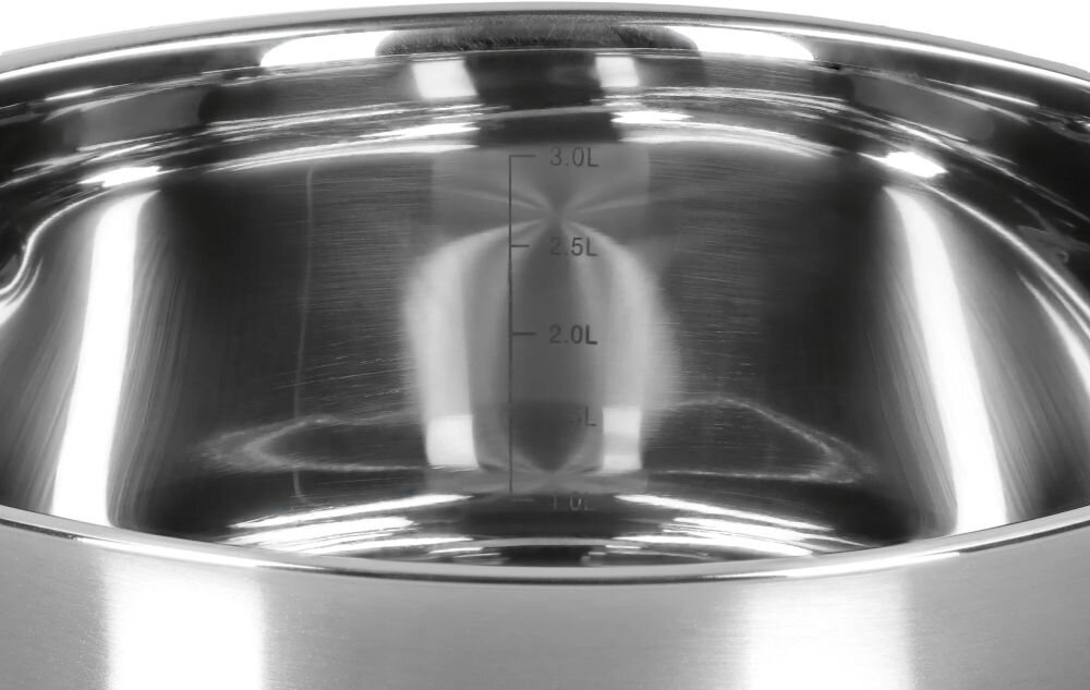 Garnek ZWIEGER Gabro 22 cm łagodnie zaokrąglony opływowy kształt podziałka wewnatrz garnka precyzyjne dozowanie płynów czarne uchwyty z nitami odporna na korozje trwałość bezpieczeństwo narzędzie kuchenne element dekoracyjny możliwośc mycia w zmywarce wygoda oszczędność czasu  