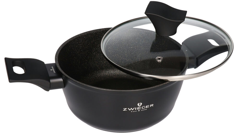 Garnek ZWIEGER Gabro 22 cm pełny dysk indukcyjny poprawa efektywności energetycznej nawet o 40 % współpraca z kuchenkami indukcyjnymi oszczędność energii redukcja kosztów eksploatacji na różnego rodzaju kuchenkach ceramiczne elektryczne gazowe wszechstronny hartowana pokrywa ze szkła otwory do odprowadzania nadmiaru pary wygodne bezpieczne gotowanie możliwość mycia w zmywarce nie zaleca się zachowanie właściwości i trwałości  