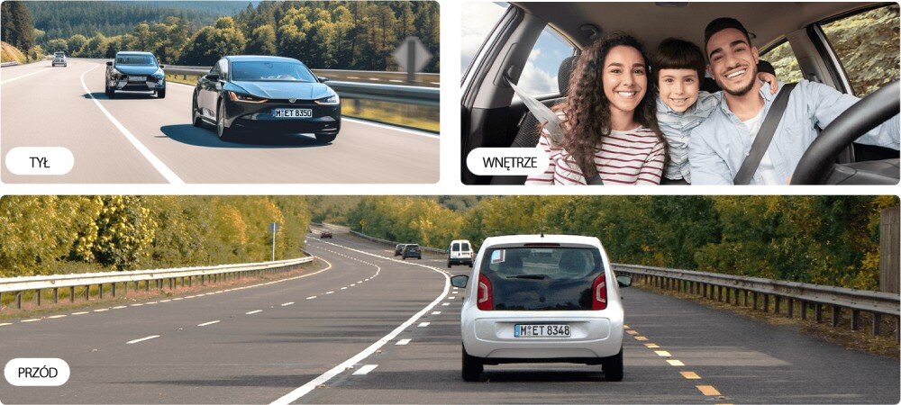 Wideorejestrator VIOFO A229 Plus + kamera tylna + kamera wewnętrzna jakość rozdzielczość nagrywanie