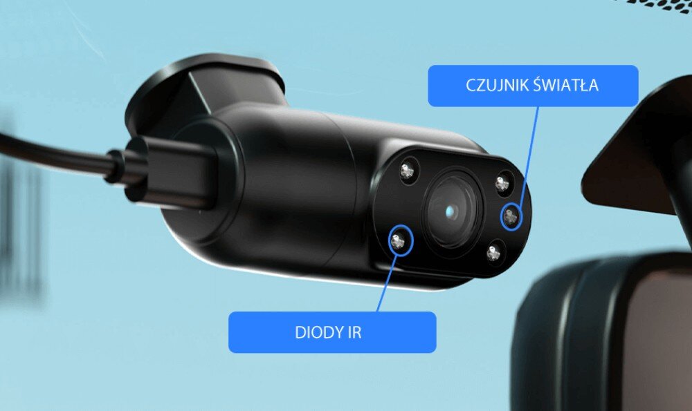 Wideorejestrator VIOFO A229 Plus + kamera tylna + kamera wewnętrzna podczerwień wnętrze tryb nocny