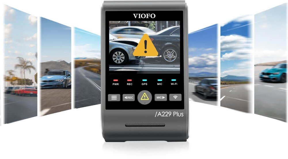 Wideorejestrator VIOFO A229 Plus + kamera tylna + kamera wewnętrzna nagrywanie w pętli karta pamięci czujnik G-sensor
