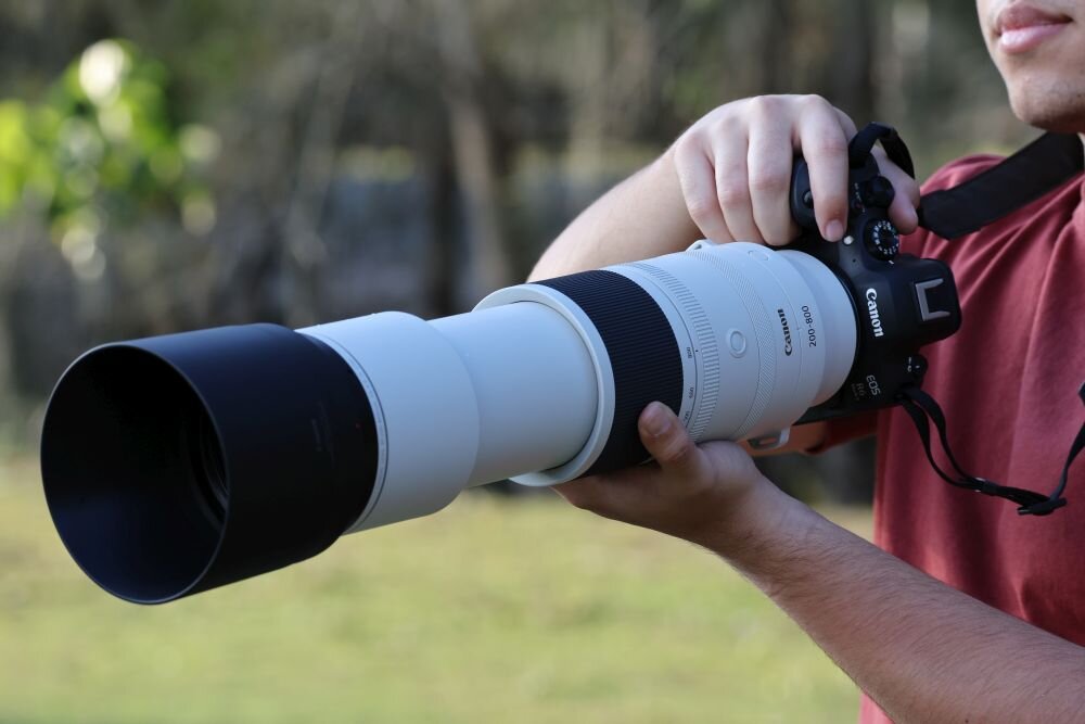 Obiektyw CANON RF 200-800mm f-6.3-9 IS USM ogniskowa przysłona ostrość pierścienie optyka soczewki powłoki montaż bagnet światło jasność zoom filtry waga