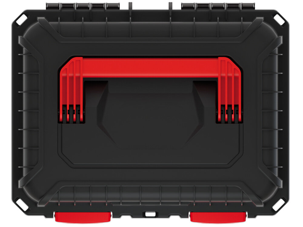 Skrzynka narzędziowa KISTENBERG Heavy 45 skrzynka na białym tle widoczna z góry wymiary 445 x 360 x 337 mm do organizacji pracy ergonomiczny uchwyt