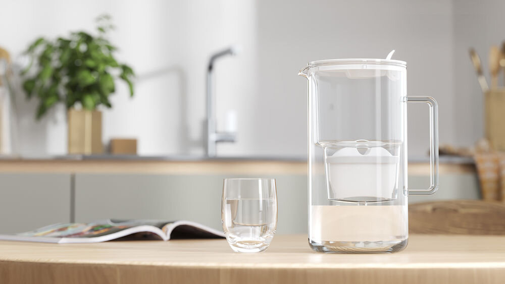 Dzbanek filtrujący AQUAPHOR Glass 2.5 l + Wkład Maxfor+ MG czysta woda dzbanek stojący na blacie filtr pokrywka uchwyt szklanka z wodą