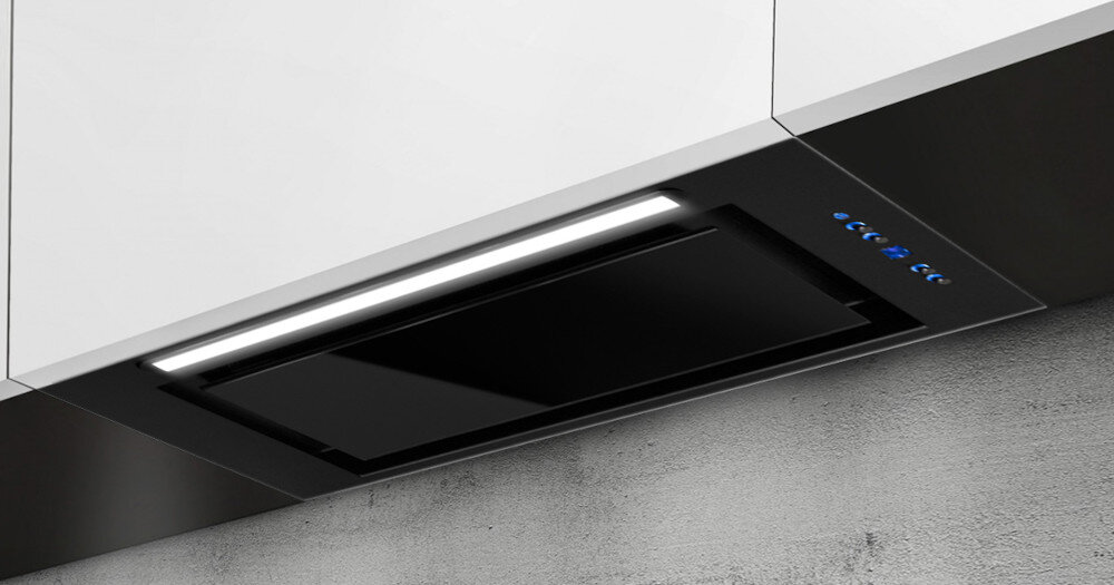 OKAP AFRELLI PIANO czarny mat montaż podszafkowy szerokość 59,5 cm łatwa obsługa Oświetlenie LED