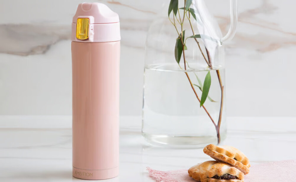 Kubek termiczny AMBITION Royal Turkusowy Izolacja termiczna podwójna ścianka wkład wykonanie stal nierdzewna gorące zimne napoje komfort użytkowania