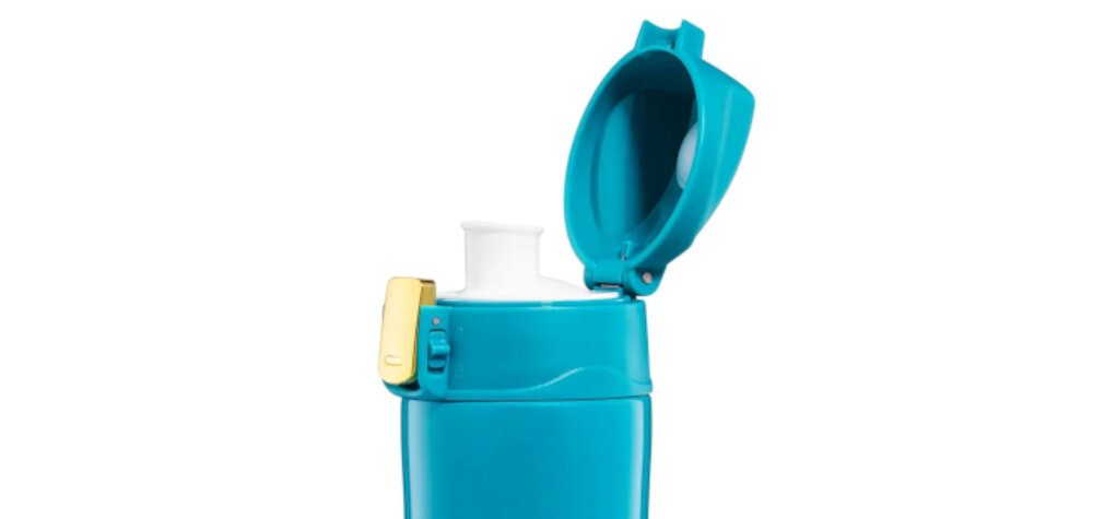 Kubek termiczny AMBITION Royal Turkusowy Wygodne użytkowanie Wyprofilowany ustnik ułatwienie mechanizm blokujący ochrona pojemność ergonomiczna konstrukcja