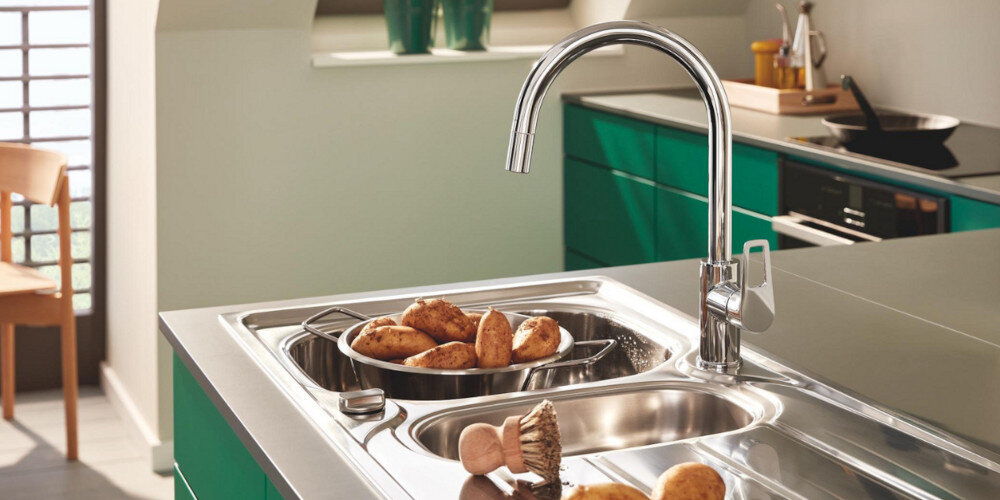 BATERIA KUCHENNA GROHE BAULOOP 30543000 CHROM kolekcja Bauloop design łatwa obsługa odporna na zarysowania rdze