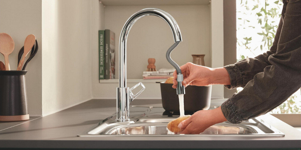 BATERIA KUCHENNA GROHE BAULOOP 30543000 CHROM wylewka zasięg dynamika