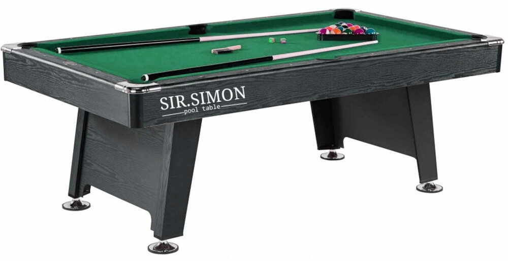 Stół bilardowy HERTZ FITNESS Sir Simon L stół na białym tle Pole gry o wymiarach 191 x 95 cm Zewnętrzne wymiary stołu wynoszą 213 x 118 x 81 cm Przemyślane rozplanowanie przestrzeni 72 kg