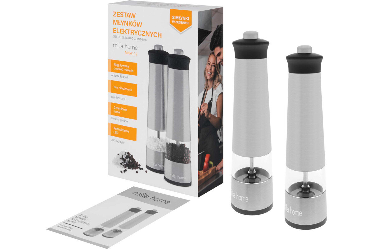 Zestaw młynkow do przypraw MILLA HOME MKA102 zawartosc opakowania
