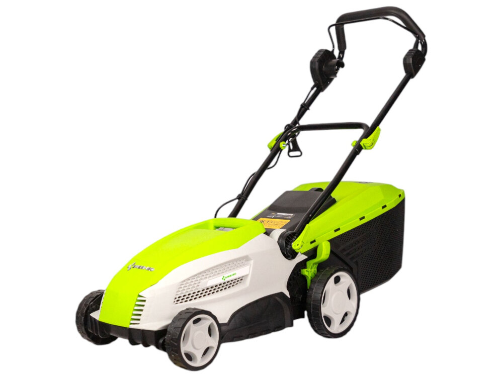 Kosiarka elektryczna GREENSO KE36-1600 1600W obudowa z bardzo wysokiej jakosci tworzywa sztucznego wysoka odpornosc na oddzialywanie warunkow atmosferycznych waga 13,5 kg