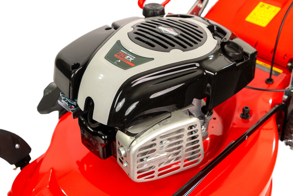 Kosiarka spalinowa GREENSO KS56-B161NS 360 BSDOV750 z napędem silnik marki Briggs & Stratton BSDOV750 niezawodna moc wydajnoc technologia czterosuwowa konstrukcja gornozaworowa OHV pojemnosc 161 cm3 plynna efektowna praca moc 2,74 kW zbiornik paliwa pojemnosc 1,0 litra