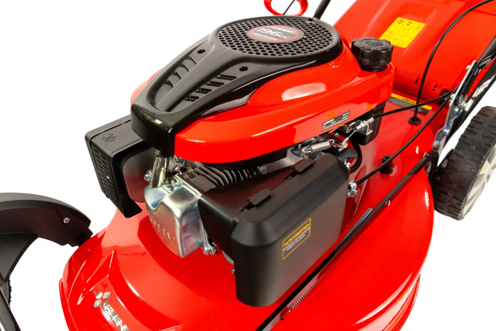Kosiarka spalinowa GREENSO KS56-L196NS 360 Loncin z napędem silnik marki Loncin LC1P70FC niezawodna moc wydajnoc technologia czterosuwowa konstrukcja gornozaworowa OHV pojemnosc 196 cm3 plynna efektowna praca moc 3,6 kW zbiornik paliwa pojemnosc 1,0 litra