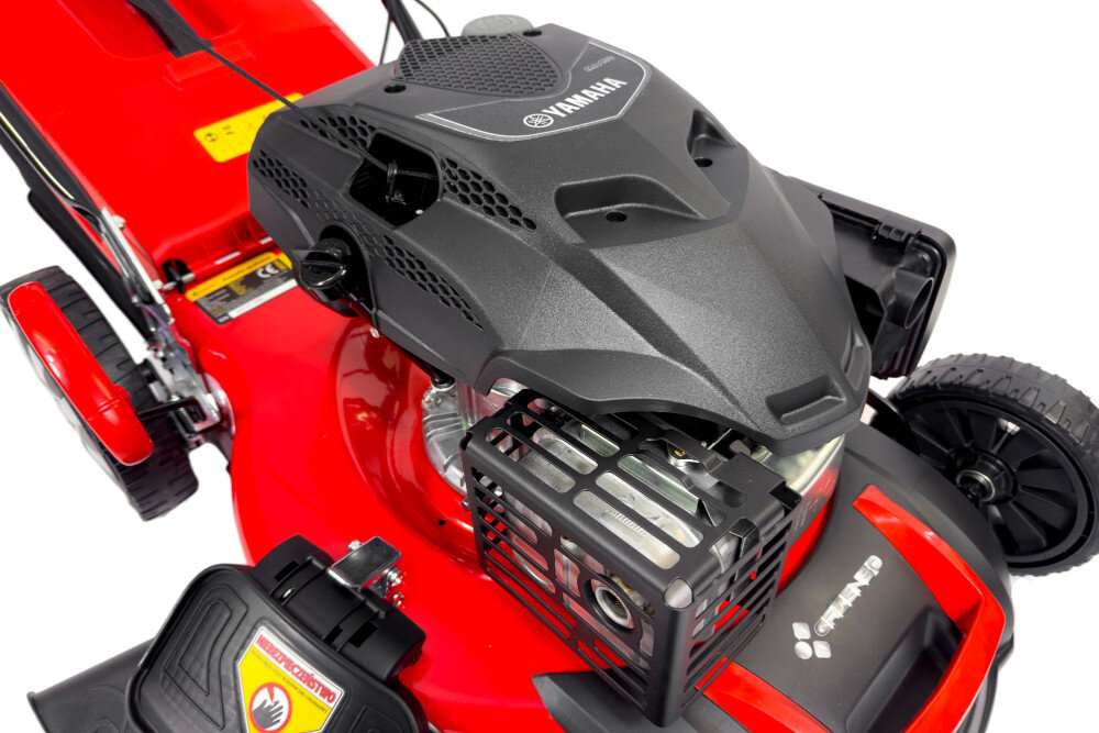 Kosiarka spalinowa GREENSO KS53-Y190N Yamaha MA190 z napędem silnik marki Yamaha MA190 niezawodna moc wydajnoc technologia czterosuwowa konstrukcja gornozaworowa OHV pojemnosc 189 cm3 plynna efektowna praca moc 3,7 kW zbiornik paliwa pojemnosc 1,2 litra