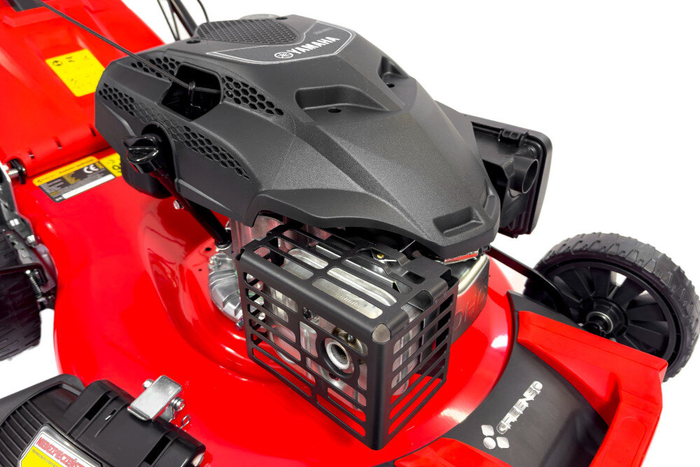 Kosiarka spalinowa GREENSO KS56-Y190N Yamaha MA 190 Yamaha MA190 z napędem silnik marki Yamaha MA190 niezawodna moc wydajnoc technologia czterosuwowa konstrukcja gornozaworowa OHV pojemnosc 189 cm3 plynna efektowna praca moc 3,7 kW zbiornik paliwa pojemnosc 1,2 litra