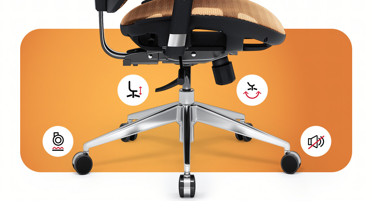 DIABLO CHAIRS V-Basic kółka PFC™ 360 kauczuku nie rysuje podłogi - podstawa z kółkami