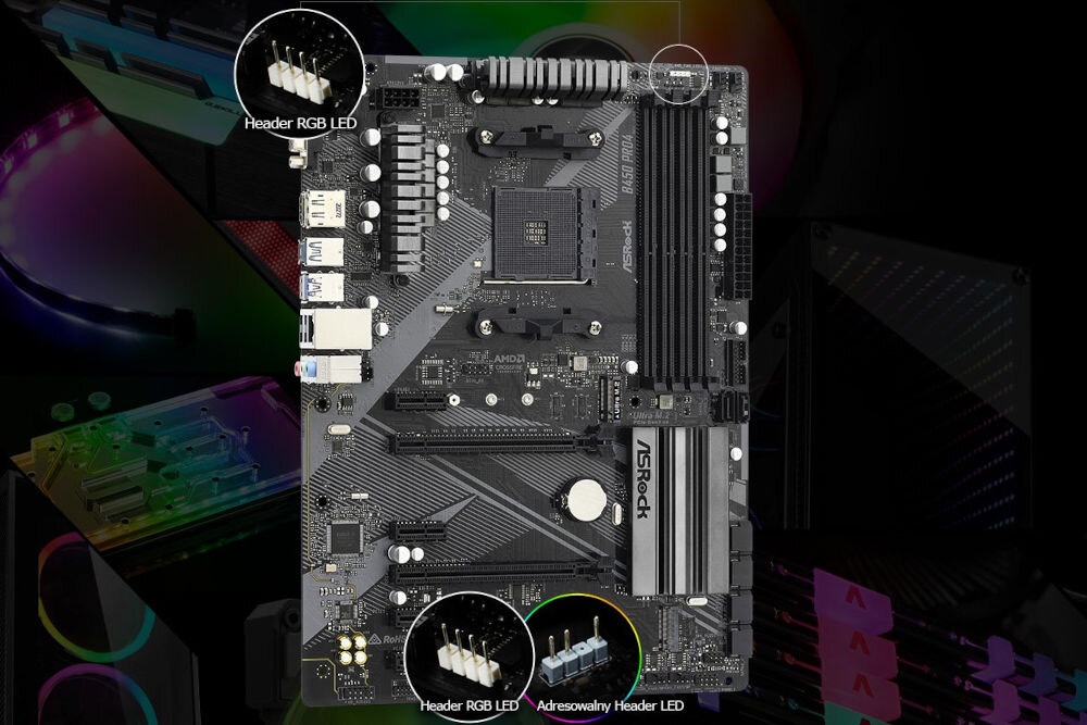 Komputer MAD DOG VALORAIR-A02DB16 R5-5600 16GB RAM 1TB SSD Radeon RX7600 plyta glowna ASROCK B450 Pro4 R2.0