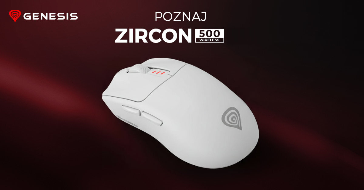 GENESIS Zircon 500 - mysz na ciemnym tle pod kątem