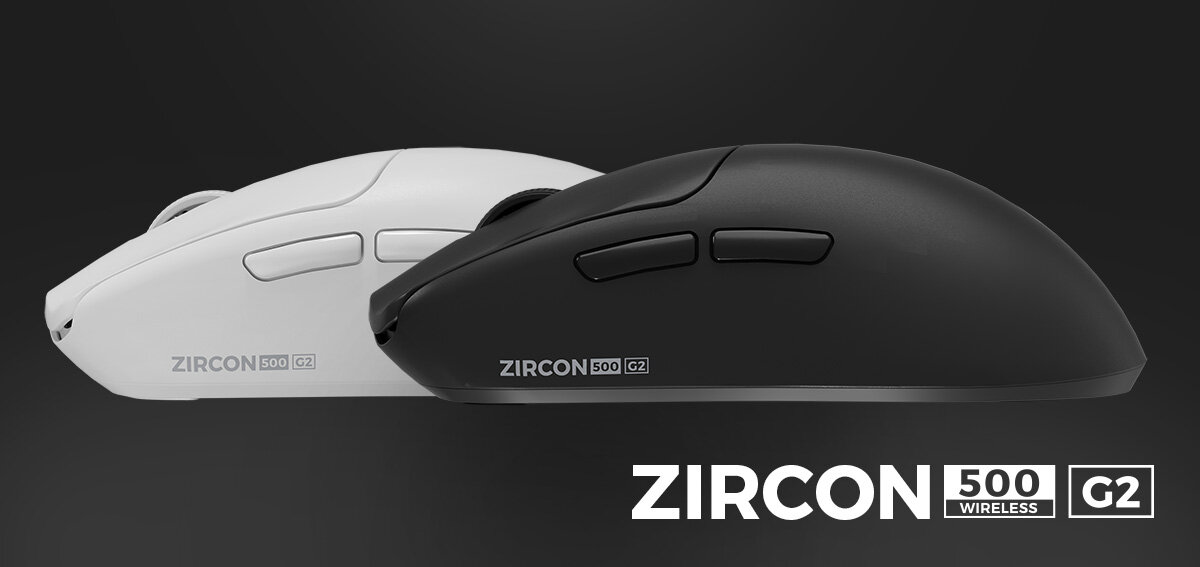 GENESIS Zircon 500 G2 akumulatorowi 300 mAh podepnij mysz do komputera kabel USB-C/USB-A - mysz w dwóch kolorach od boku na ciemnym tle 