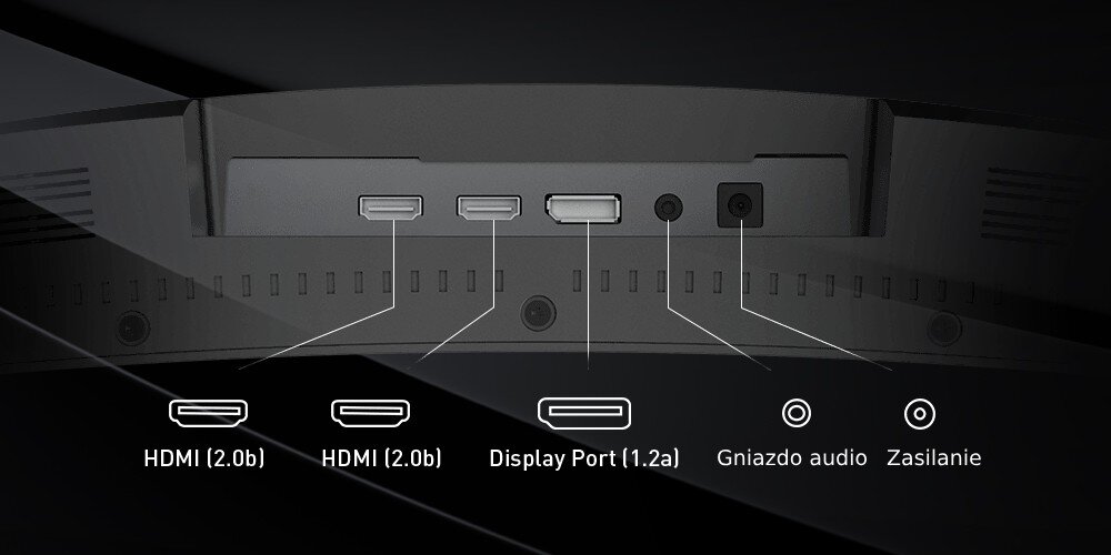 Monitor MSI G32CQ5P 31.5 2560x1440px 170Hz 1 ms Curved porty złącza