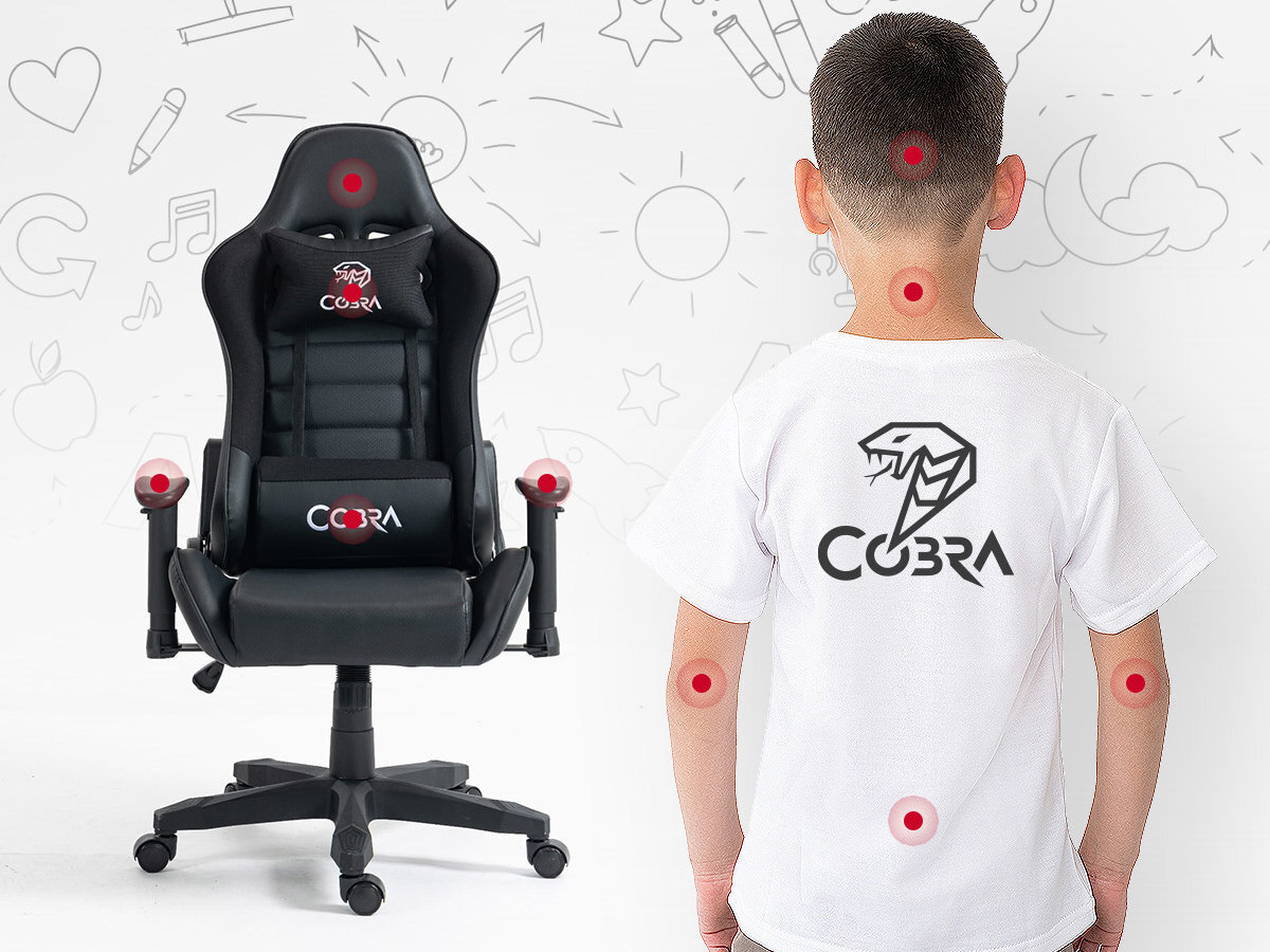 Fotel COBRA Rebel młodych graczy i uczniów komfort, ergonomię i dba o zdrowie samopoczucie od 100 do 160 cm do 130 kg