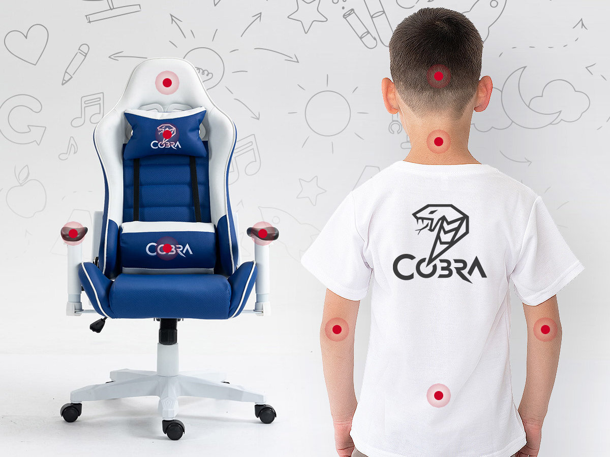 Fotel COBRA Rebel młodych graczy i uczniów komfort, ergonomię i dba o zdrowie samopoczucie od 100 do 160 cm do 130 kg