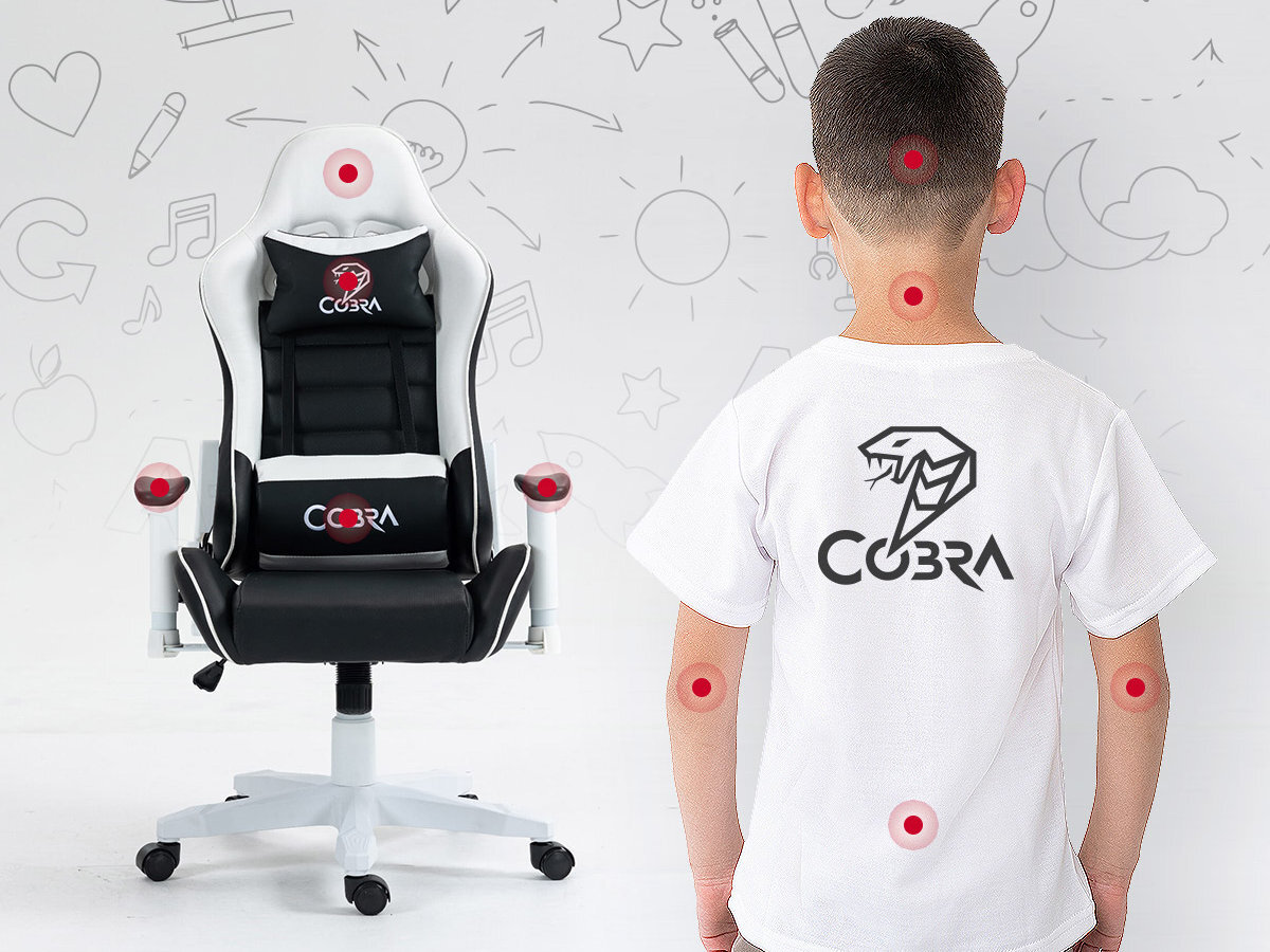 Fotel COBRA Rebel młodych graczy i uczniów komfort, ergonomię i dba o zdrowie samopoczucie od 100 do 160 cm do 130 kg