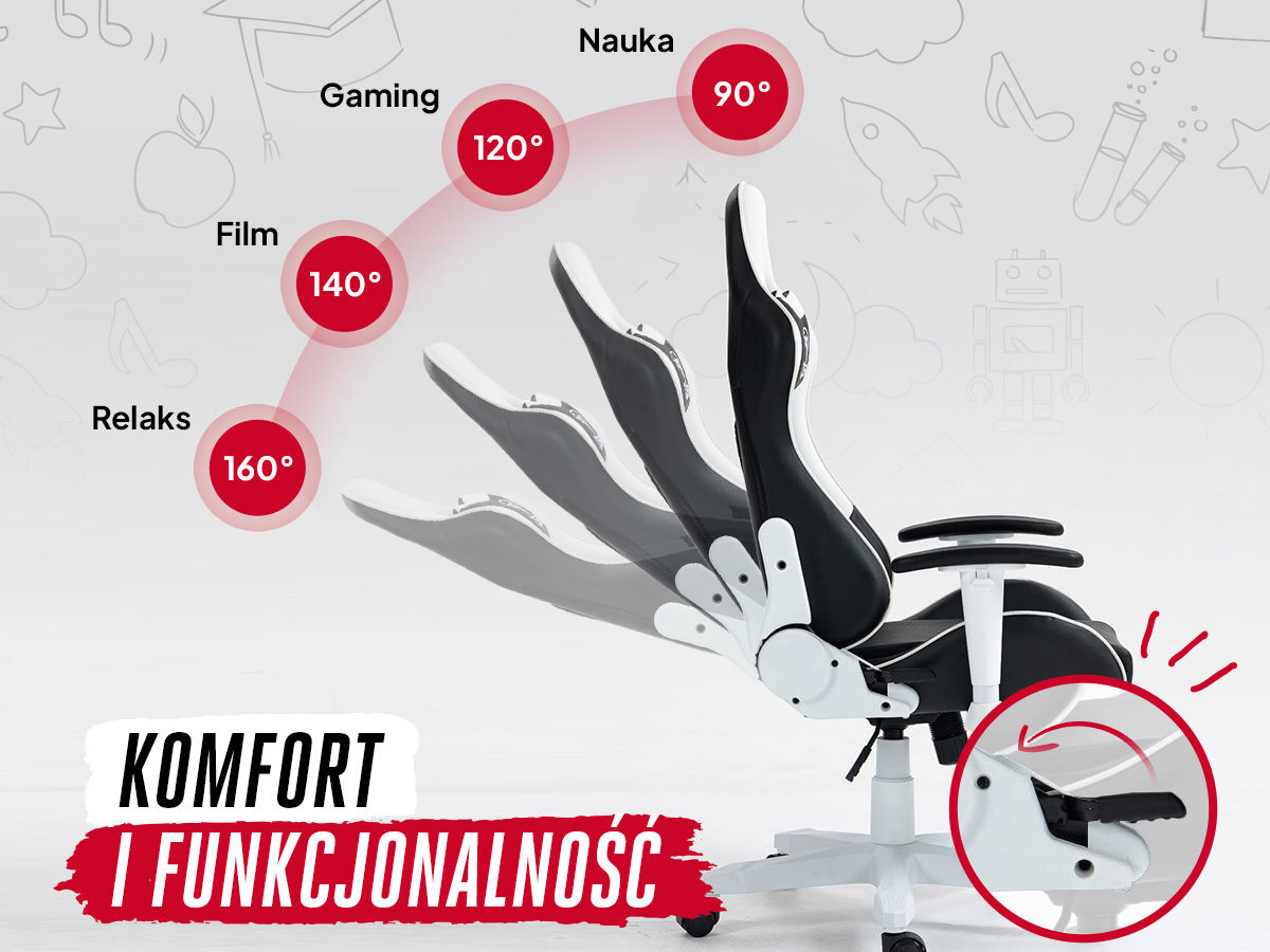 Fotel COBRA Rebel Funkcja bujania z możliwością blokady, regulacja wysokości siedziska i kąta odchylenia oparcia poduszka lędźwiowa