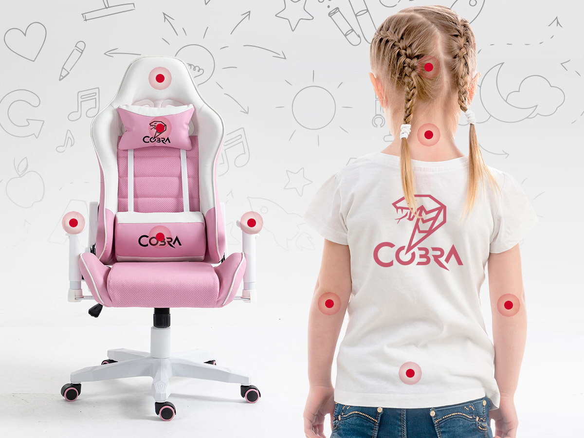 Fotel COBRA Rebel młodych graczy i uczniów komfort, ergonomię i dba o zdrowie samopoczucie od 100 do 160 cm do 130 kg
