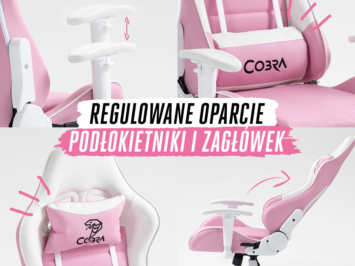 Fotel COBRA Rebel Konstrukcja prawidłową postawę ciała Regulowane oparcie, podłokietniki i zagłówek