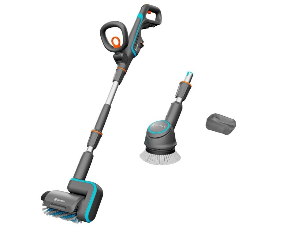 Szczotka akumulatorowa GARDENA AquaBrush Universal 18V P4A Solo 14842-55 zestaw szczotka rolkowa szczotka obrotowa silikonowa oslona zabezpieczajaa akumulator dokumentacja