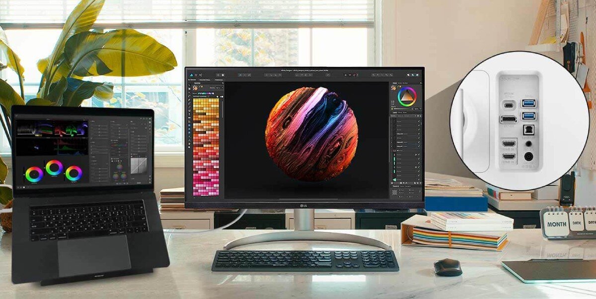 Monitor LG 27UQ850-W.AEU 27 3840x2160px IPS 5 ms [GTG] porty łączność gniazda