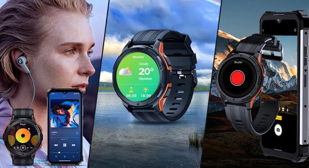Smartwatch OUKITEL BT10 Rugged Sports ekran bateria czujniki zdrowie sport pasek ładowanie pojemność rozdzielczość łączność sterowanie krew puls rozmowy smartfon aplikacja