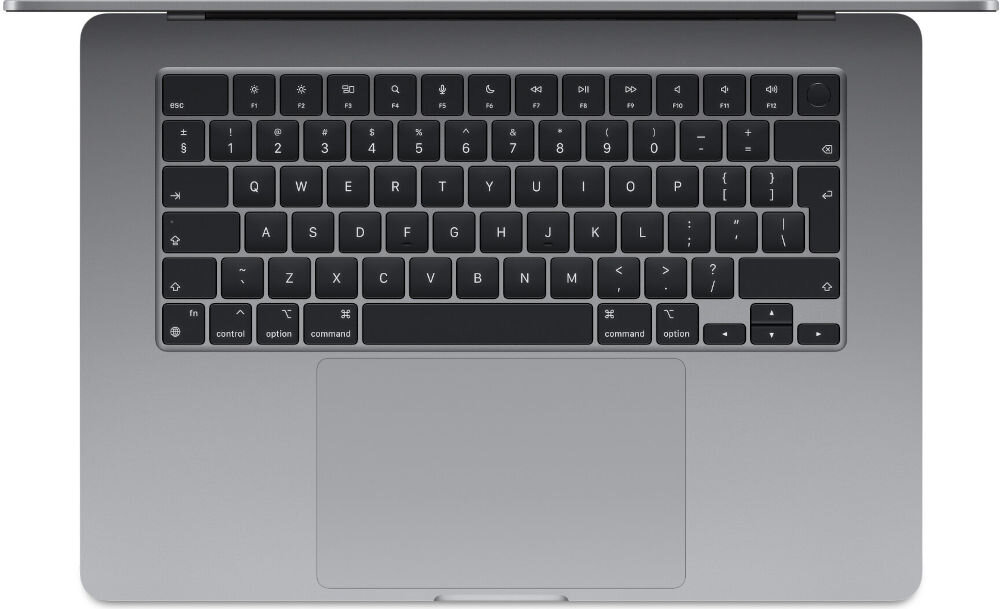 Laptop APPLE MacBook Air 2023 15.3 Retina M2 8GB RAM 512GB SSD macOS Gwiezdna szarość
					praktyczna klawiatura, klawiatura Magic Keyboard, ciche, niskoprofilowe klawisze, podświetlenie klawiatury
					automatycznie dostosowujące się do warunków oświetleniowych,
					widok na klawiaturę laptopa na białym tle