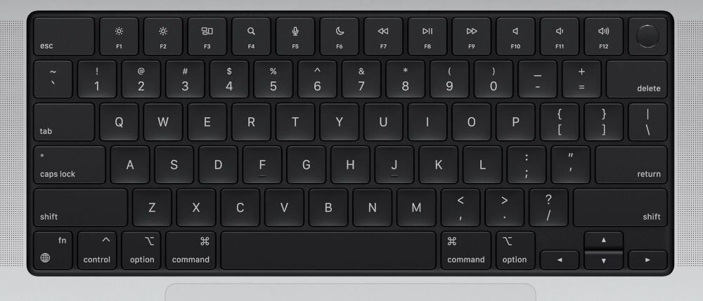 Laptop APPLE MacBook Pro 2023 14 Retina M3 8GB RAM 2TB SSD macOS Gwiezdna szarość
					praktyczna klawiatura, klawiatura Magic Keyboard, ciche, niskoprofilowe klawisze, podświetlenie klawiatury
					automatycznie dostosowujące się do warunków oświetleniowych,
					zbliżenie na klawiaturę