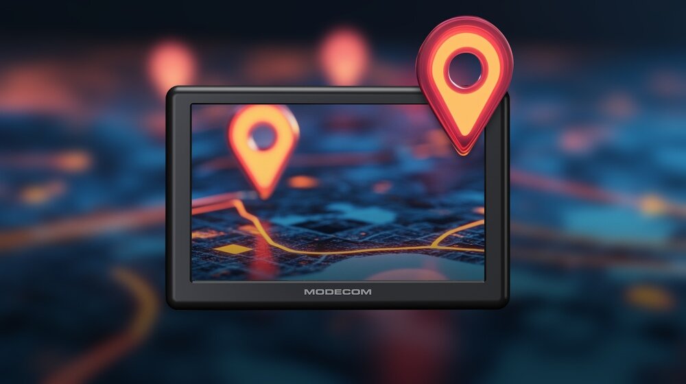 Nawigacja samochodowa, rowerowa i dla pieszych MODECOM FreeWAY CX 5.0 z ikonami lokalizacji