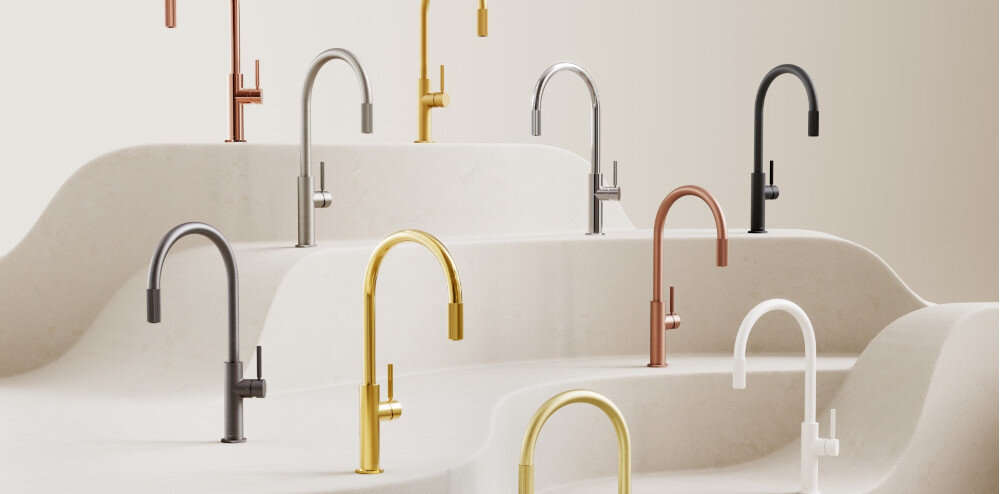 BATERIA KUCHENNA OMNIRES SWITCH SW9057GLB ZŁOTY SZCZOTKOWANY wykonanie z mosiądzu głowica ceramiczna Technologia COLD START oszczędzanie energii mniejsze zużucie wody pozycja pionowa aksamitne wykończenie