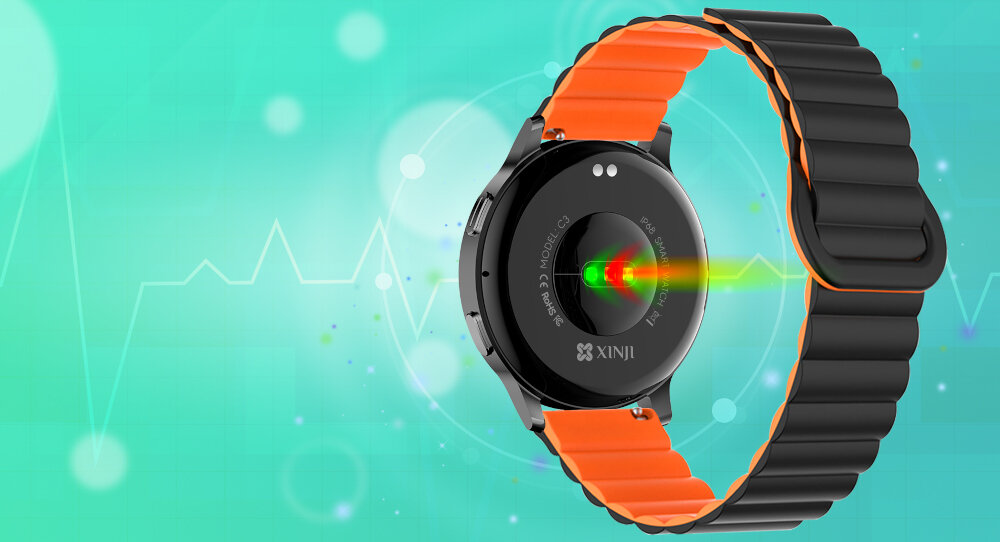 Smartwatch XINJI Cobee C3 ekran bateria czujniki zdrowie sport pasek ładowanie pojemność rozdzielczość łączność sterowanie krew puls rozmowy smartfon aplikacja